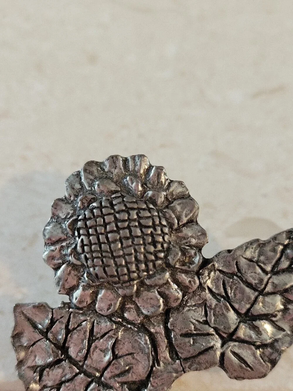 Sheridan Silver Sunflower Brooch Pin - Metal Floral Pot Accent